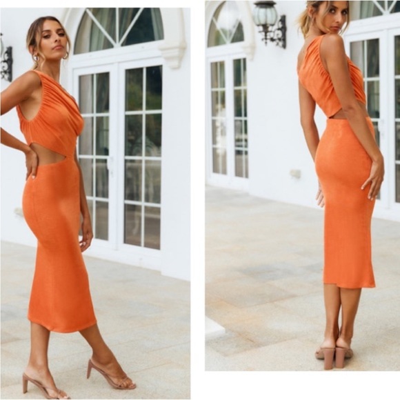 Burnt orange Hello Molly midi dress - Picture 2 of 7